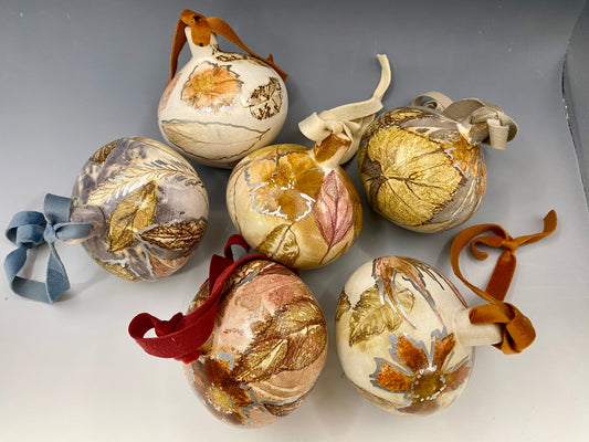 Custom Created Eco-Printed Clay Ornaments by Irina Ashcraft